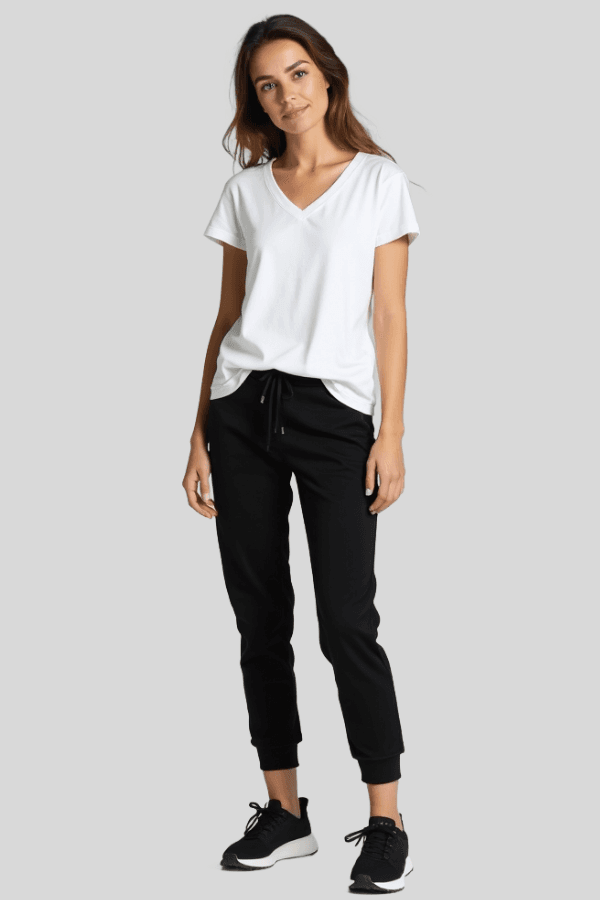 חולצת טריקו לבנה צווארון וי ZAYA