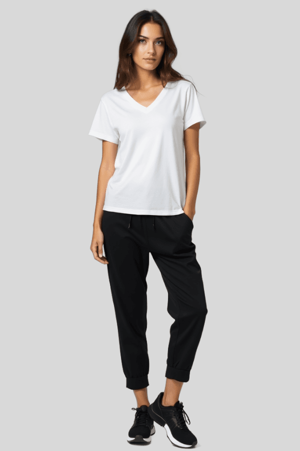 חולצת טריקו לבנה צווארון וי ZAYA