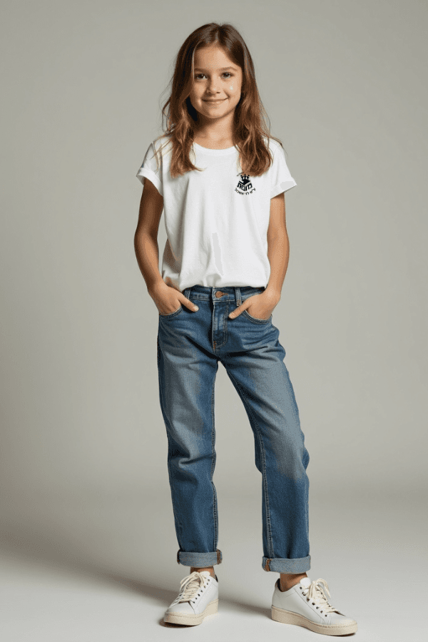 טריקו לבן בנות בית ספר עם סמל