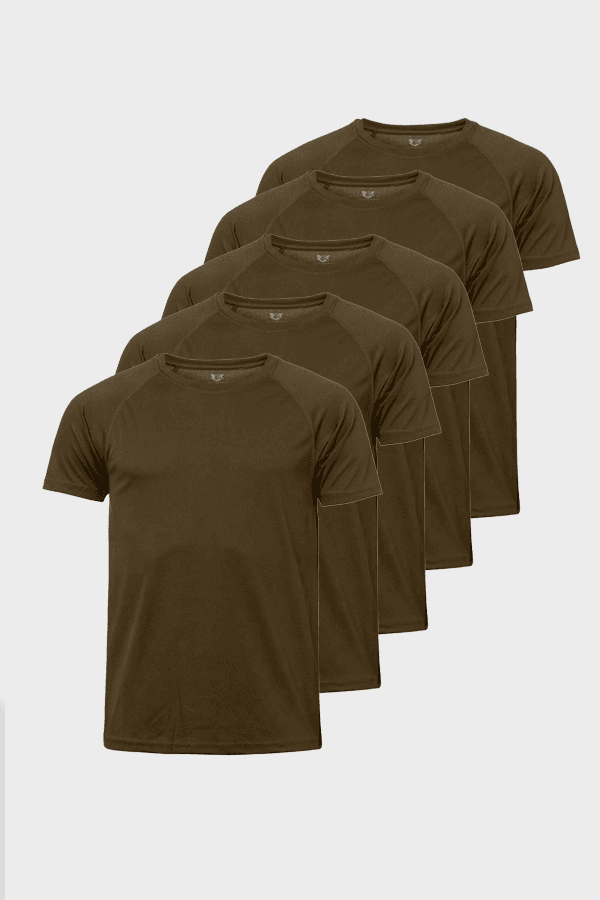 מארז-חמש-חולצות-דרייפיט-צבע-זית-קצר