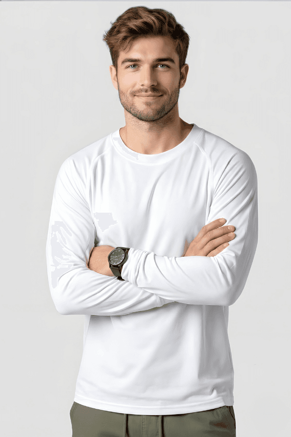 חולצת דרייפיט שרוול ארוך צבע לבן