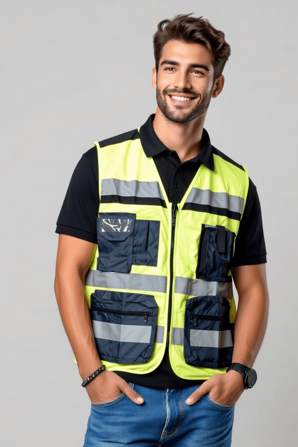 וסט עבודה זוהר עם כיסים