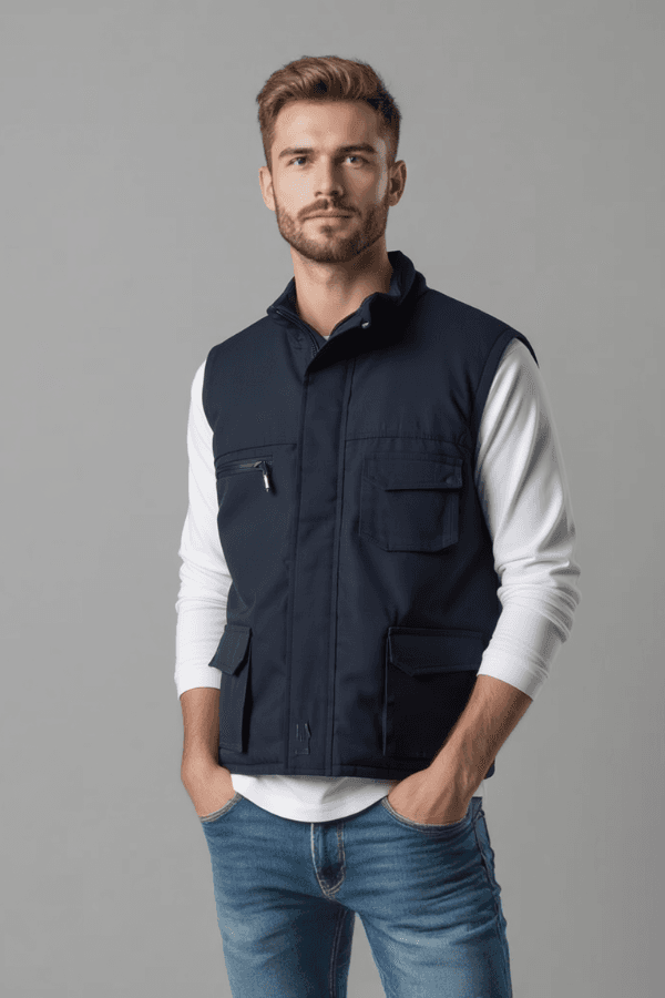 אפוד עבודה טקטי כחול כהה עם כיסים מרובים