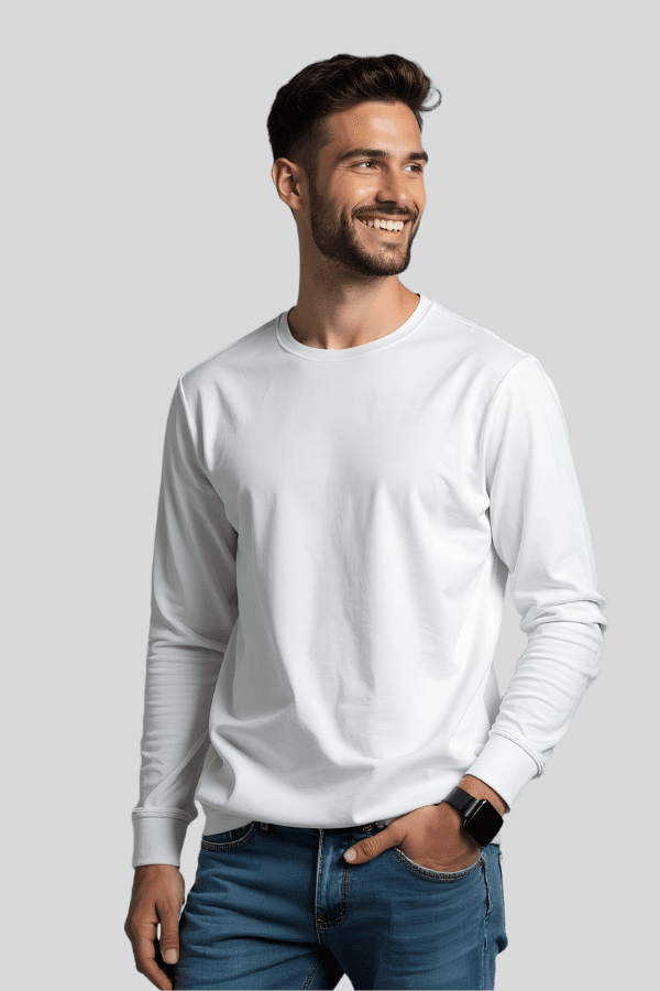 חולצת טריקו שרוול ארוך צבע לבן - מארז שלישיה