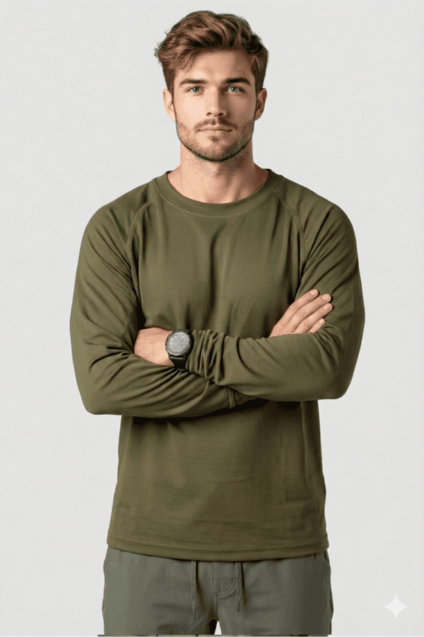 חולצת דרייפיט שרוול ארוך צבע זית מארז חמישיה