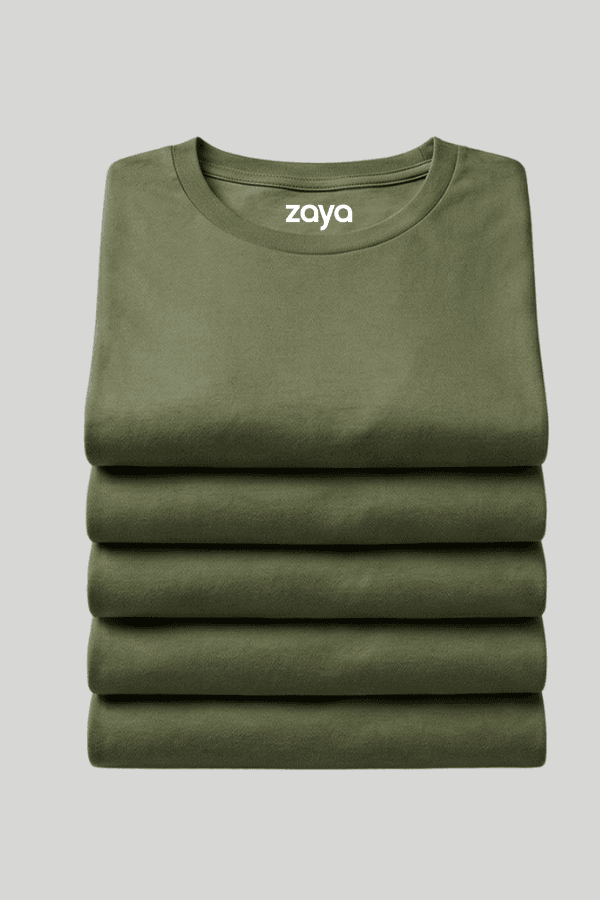מארז 5 חולצות טריקו זית ZAYA