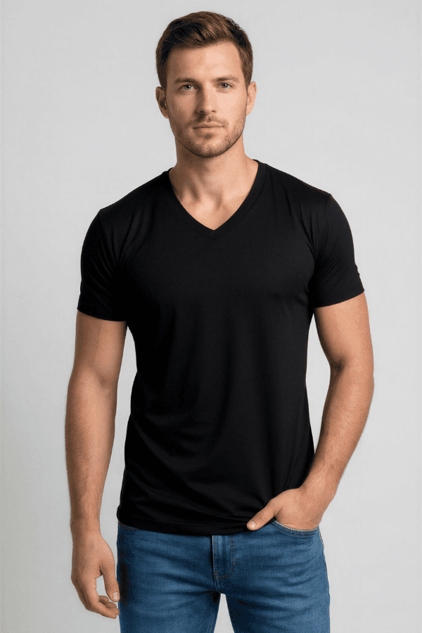 חולצת לייקרה צווארון V גברים